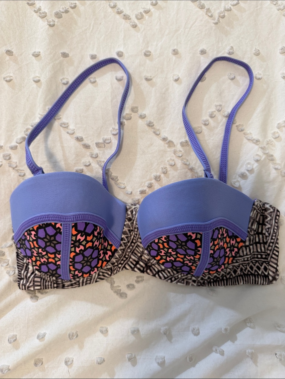 Maaji Purple Push-Up Bikini Top with Multicolor Pattern nwot